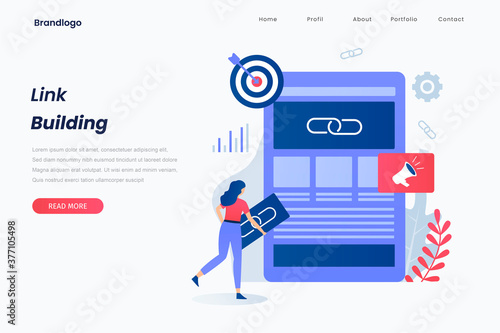Link building landing page concept. Illustration for websites, landing pages, mobile applications, posters and banners.