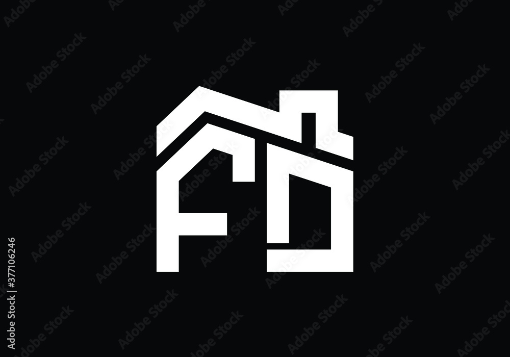 Initial Monogram Letter F D Logo Design Vector Template. F D Letter Logo Design