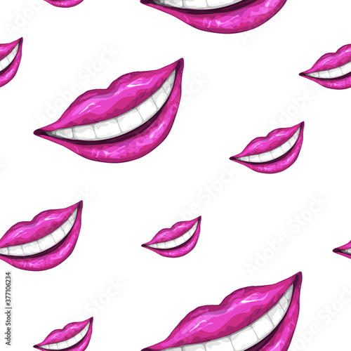 seamless pattern of realistic female lips. fashionable, modern smile of pink lips, in a realistic style. vector illustration for paper, design, your ideas.