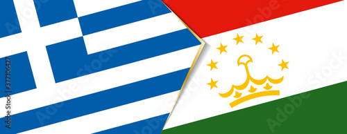Greece and Tajikistan flags, two vector flags.
