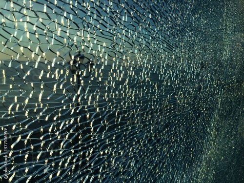 broken glass at sunset. background