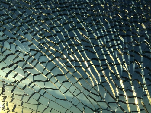 broken glass at sunset. background