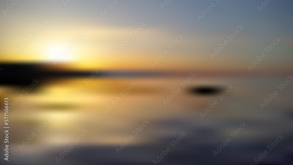 Fototapeta premium Vector blurred sea sunset background. Banner with natural landscape