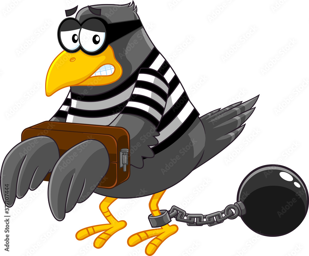 Obraz premium Jail Bird Cartoon Character. Vector Illustration Isolated On White Background