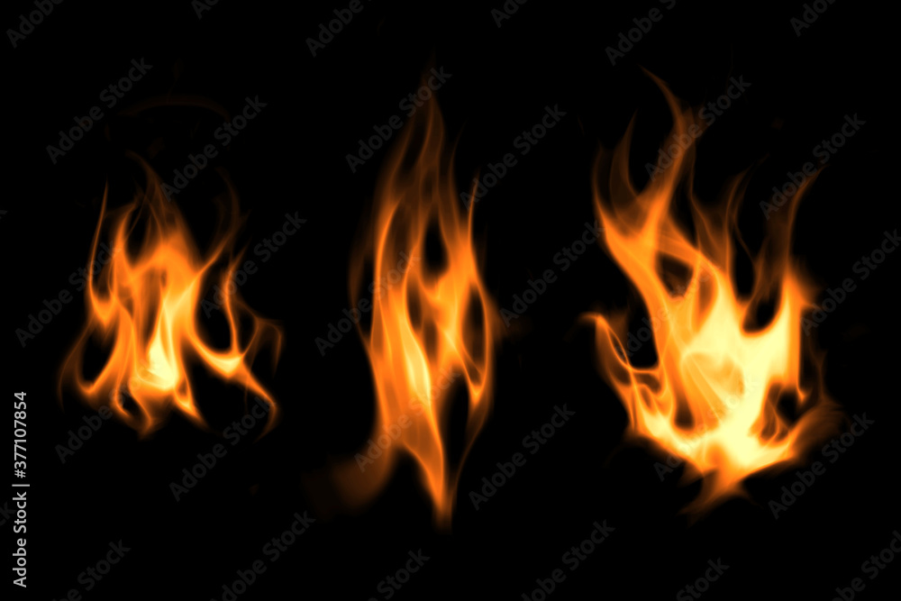 Fire flames on black background Fire flames on black background
