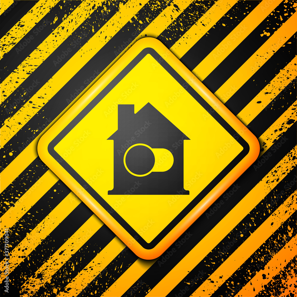 Black Smart home icon isolated on yellow background. Remote control. Warning sign. Vector. Black Smart home icon isolated on yellow background. Remote control. Warning sign. Vector.