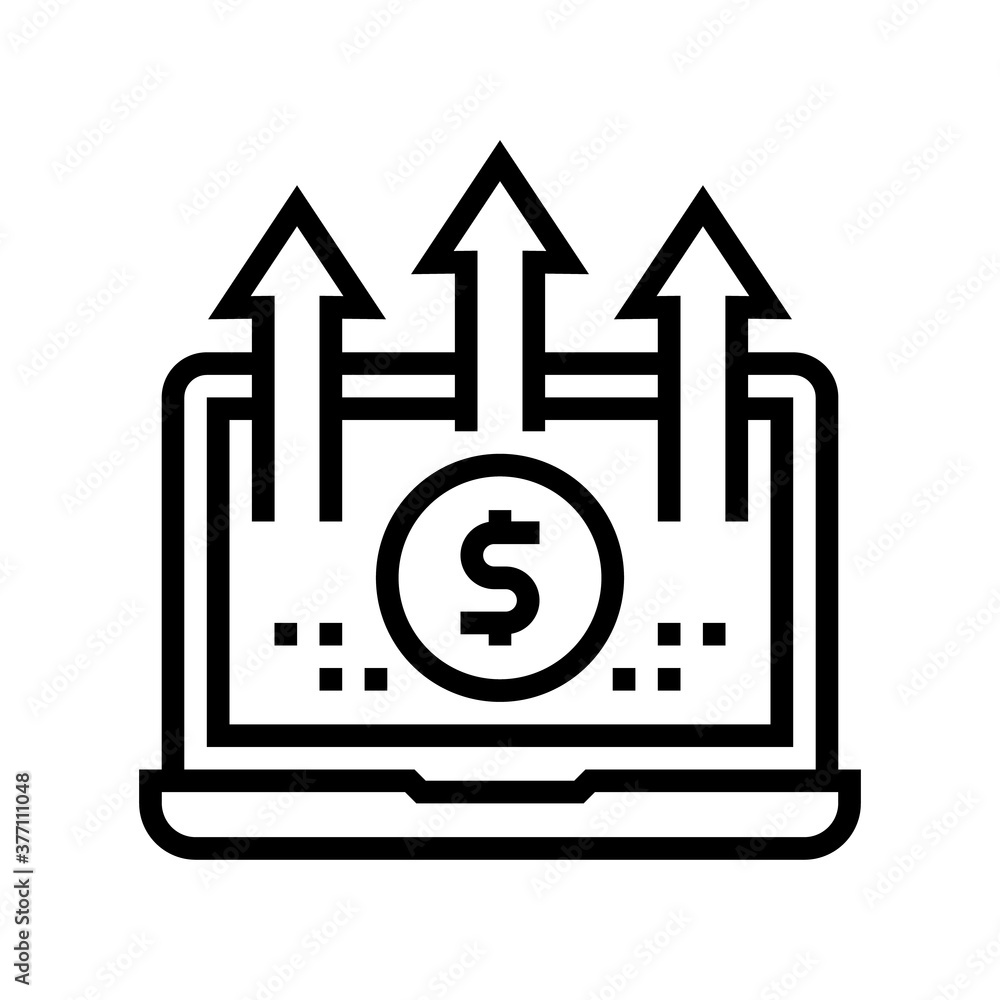 online investment laptop line icon vector. online investment laptop sign. isolated contour symbol black illustration online investment laptop line icon vector. online investment laptop sign. isolated contour symbol black illustration