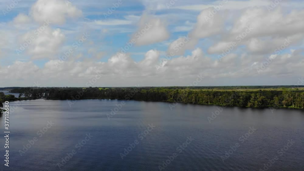Aerial of a beautiful lake with some reflection of the clouds. The clouds are beautiful. Aerial of a beautiful lake with some reflection of the clouds. The clouds are beautiful.