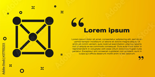Black Blockchain technology icon isolated on yellow background. Cryptocurrency data. Abstract geometric block chain network technology business. Vector.
