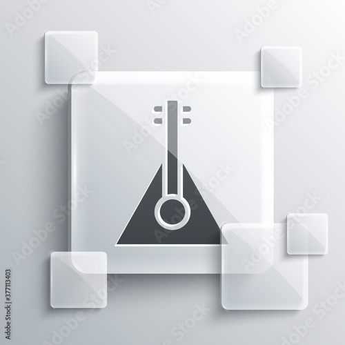 Grey Musical instrument balalaika icon isolated on grey background. Square glass panels. Vector.