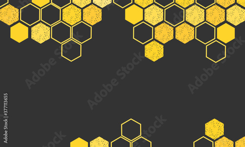 abstract beehive with hexagon grid cells on black background vector illustration.