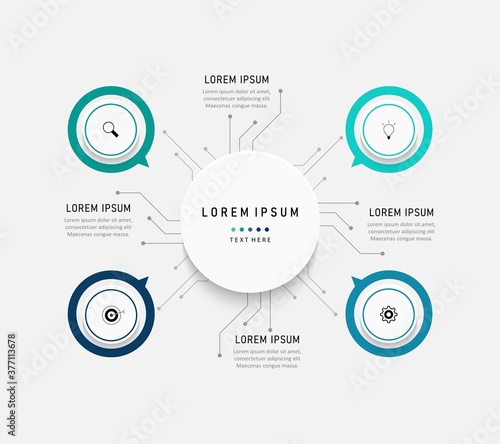 Vector Infographic label design template with icons and 4 options or steps. Can be used for process diagram, presentations, workflow layout, banner, flow chart, info graph.