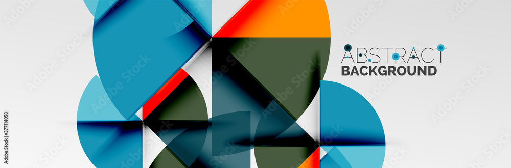 Bright color circles, abstract round shapes and triangles composition with shadow effects. Vector modern geometric design template Bright color circles, abstract round shapes and triangles composition with shadow effects. Vector modern geometric design template