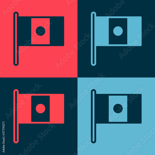 Pop art Mexico flag on flagpole icon isolated on color background. Vector.