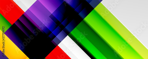 Geometric abstract backgrounds with shadow lines  modern forms  rectangles  squares and fluid gradients. Bright colorful stripes cool backdrops