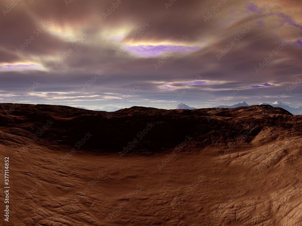 Naklejka premium Beautiful sunset mountain landscape