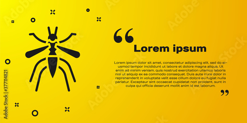 Black Mosquito icon isolated on yellow background. Vector.