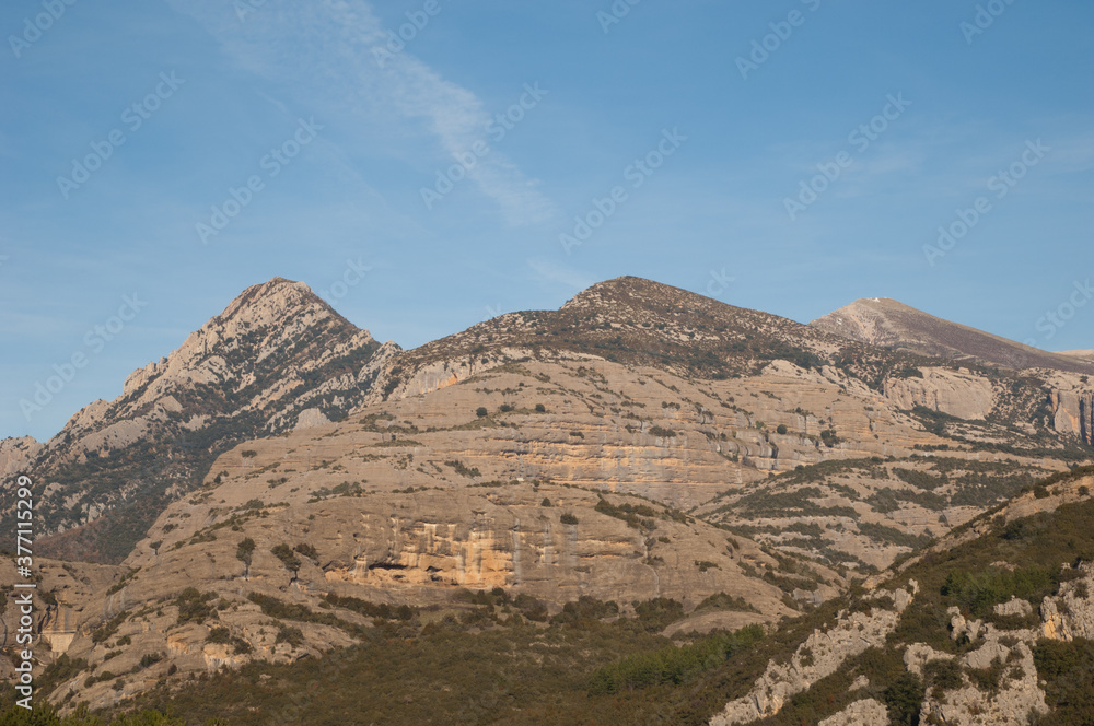 Mountains in the Natural Park of the Mountains and Canyons of Guara. Huesca. Aragon. Spain.