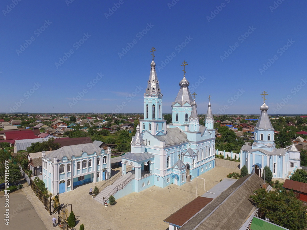 Obraz premium Church of the Intercession of the most Holy Theotokos in the village of Bryukhovetskaya, Krasnodar region, Russia