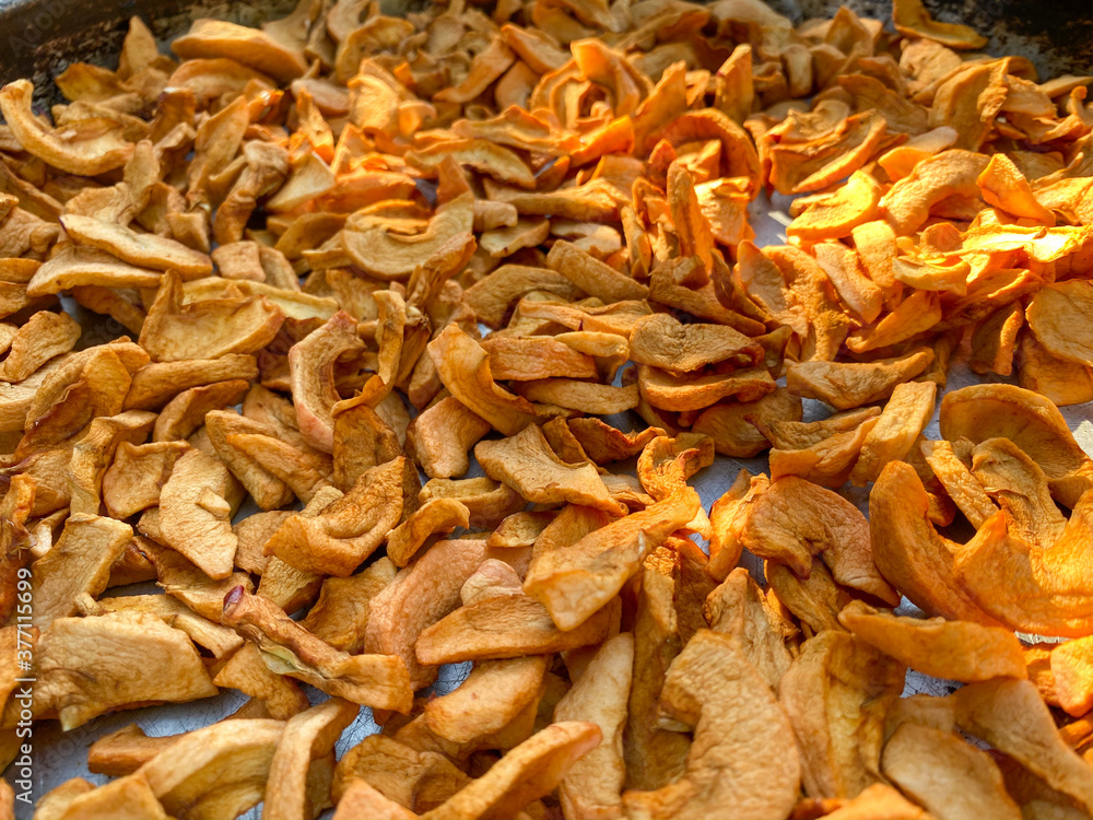 background of sliced dried apples. Dried fruits background of sliced dried apples. Dried fruits