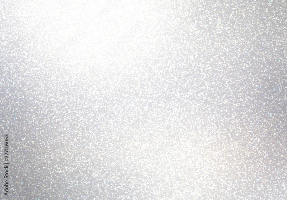 Fototapeta premium Winter holidays white shimmer transparent texture. Light silver glitter. Blank backdrop.