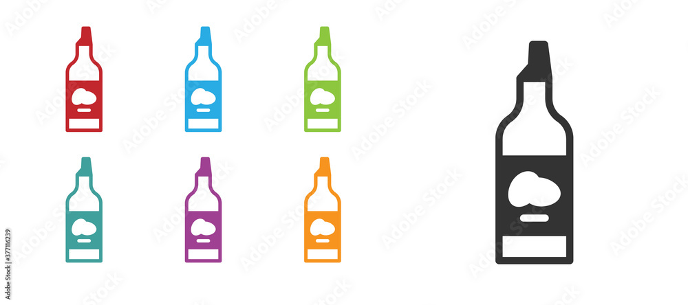 Black Bottle of olive oil icon isolated on white background. Jug with olive oil icon. Set icons colorful. Vector. Black Bottle of olive oil icon isolated on white background. Jug with olive oil icon. Set icons colorful. Vector.
