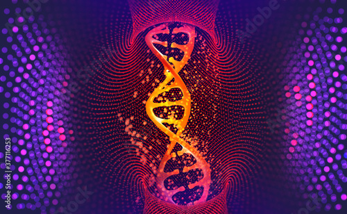 DNA. Research molecule. Scientific breakthrough in human genetics. 3D illustration analysis of structure genome