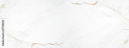 Marbled background banner panorama - High resolution white brown beige Carrara marble stone texture © Corri Seizinger