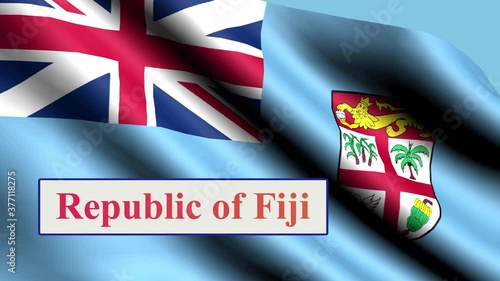 Republic of Fiji animated text. Flag Of The Republic Of Fiji.