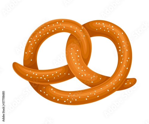 Tasty Salty Pretzel as Baked Pastry Vector Illustration