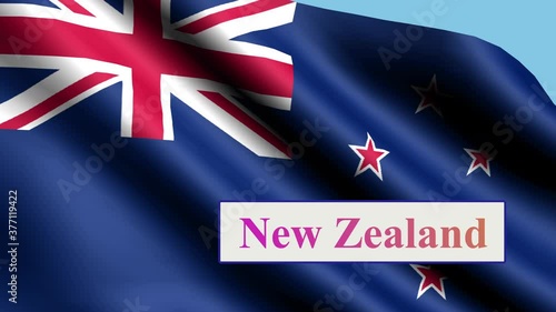 New Zealand animated text. Flag of new Zealand.