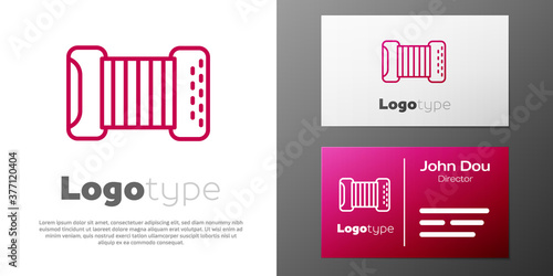 Logotype line Musical instrument accordion icon isolated on white background. Classical bayan, harmonic. Logo design template element. Vector.