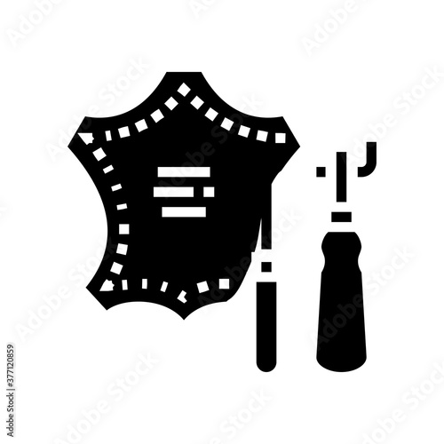 leatherworking material glyph icon vector. leatherworking material sign. isolated contour symbol black illustration