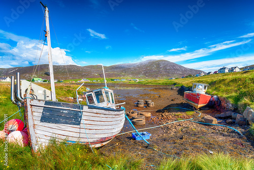 Old fishing boats at Leverburgh on the Isle of Harris photo