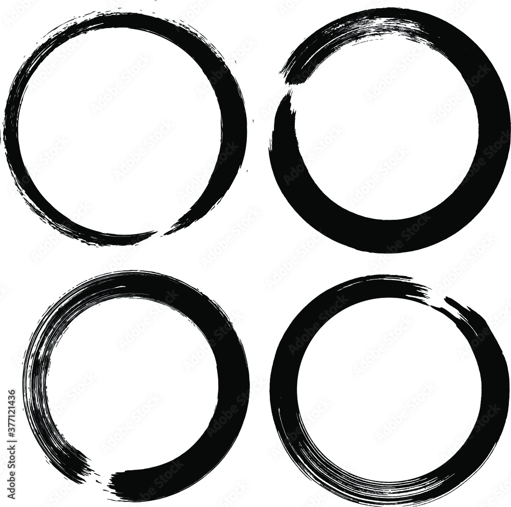 Circle ink brush stroke, calligraphy paint buddhism symbol, Zen enso, black paint round line, vector illustration. Circle ink brush stroke, calligraphy paint buddhism symbol, Zen enso, black paint round line, vector illustration.