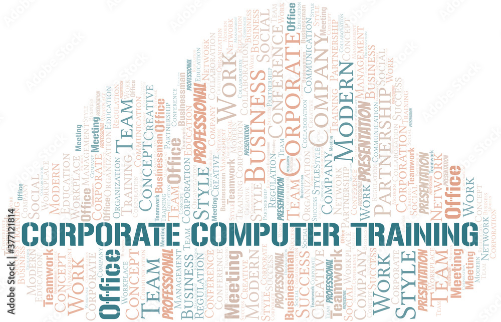 Obraz premium Corporate Computer Training vector word cloud, made with text only.