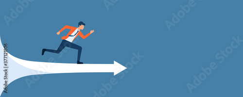 flat vector illustration businessman speed running to target success concept