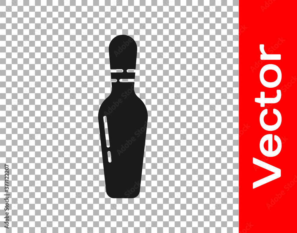 Black Bowling pin icon isolated on transparent background. Vector Illustration. Black Bowling pin icon isolated on transparent background. Vector Illustration.