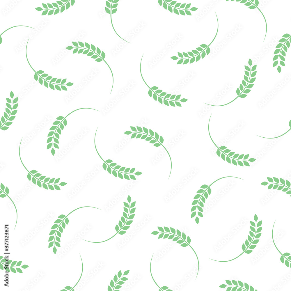 Wheat seamless pattern white background. Wheat green agriculture texture vector illustration