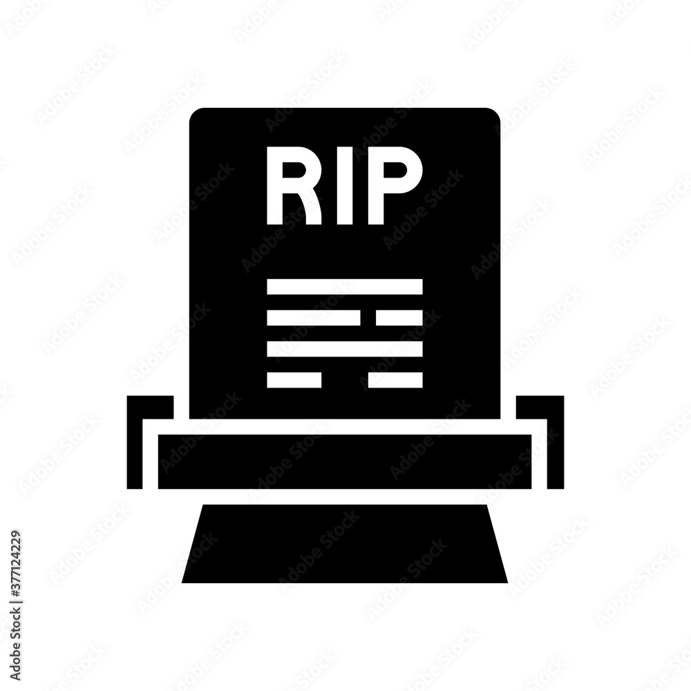 rip gravestone glyph icon vector. rip gravestone sign. isolated contour symbol black illustration