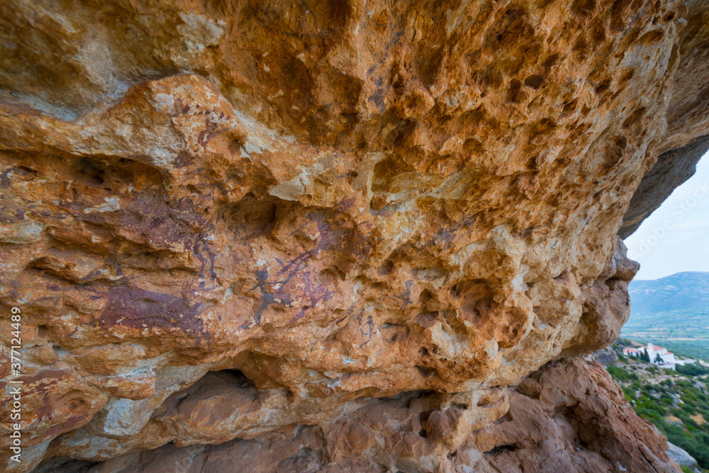 The Abrics de l'Ermita Rock Art, Ulldecona Village, Terres de l'Ebre, Tarragona, Catalunya, Spain The Abrics de l'Ermita Rock Art, Ulldecona Village, Terres de l'Ebre, Tarragona, Catalunya, Spain
