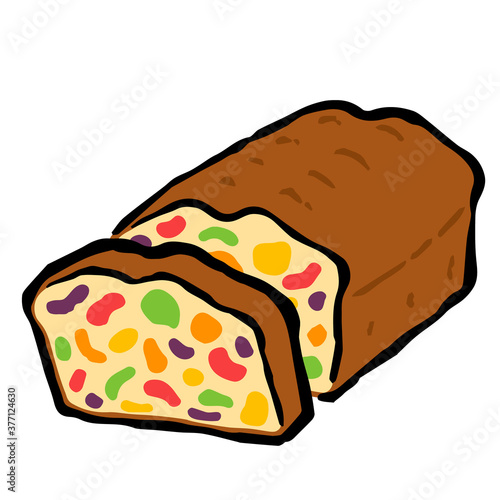 Illustration of Fruitcake: Illustration like hand drawn illustration with ink and brush