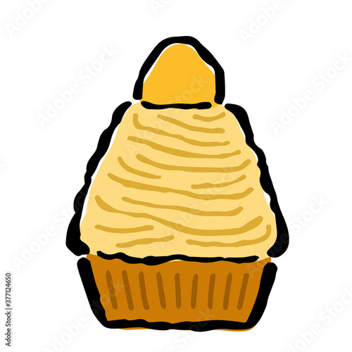 Illustration of Montblanc(Yellow): Illustration like hand drawn illustration with ink and brush