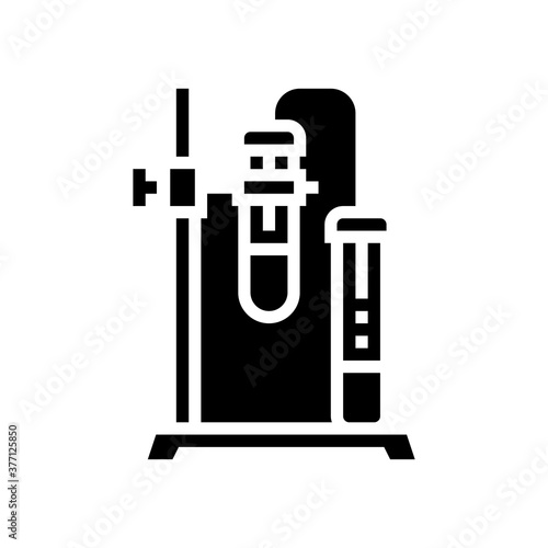 stand and clamp with tube glyph icon vector. stand and clamp with tube sign. isolated contour symbol black illustration