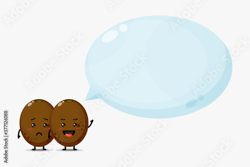 Cute kiwi mascot with bubble speech