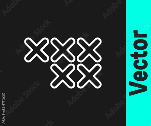 White line Adjustable embroidery hoop icon isolated on black background. Thread and needle for embroidery. Vector Illustration.
