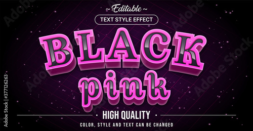 Editable text style effect - Black and pink theme style.