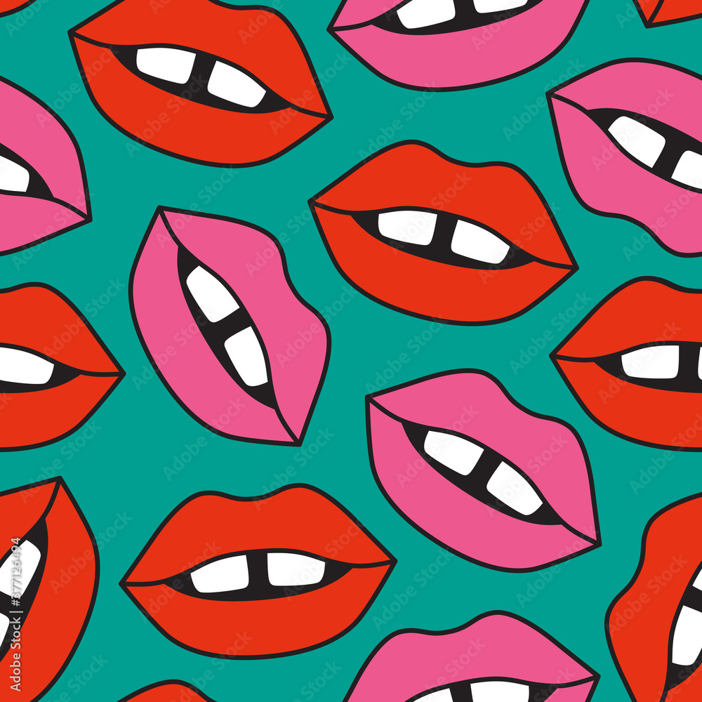 Vector seamless pattern with sexy red lips on contrast background. Fashion concept. Trendy fabric print. Use for postcard, wallpaper, pattern fills, web page background, surface textures. Vector seamless pattern with sexy red lips on contrast background. Fashion concept. Trendy fabric print. Use for postcard, wallpaper, pattern fills, web page background, surface textures.