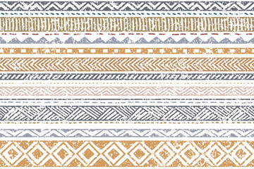 Gardinen Mustersammlungen Ethnische Vektor nahtlose Muster. Stammesgeometrischer Hintergrund, Boho-Motiv, Maya, aztekische Ornamentillustration. Teppich Textildruck Textur  © Good Goods
