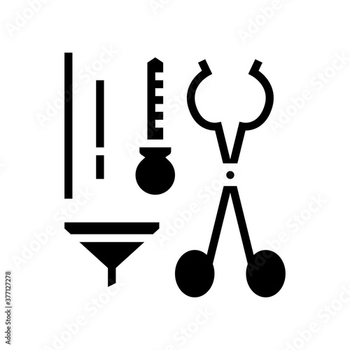 funel tongs dropper tools glyph icon vector. funel tongs dropper tools sign. isolated contour symbol black illustration